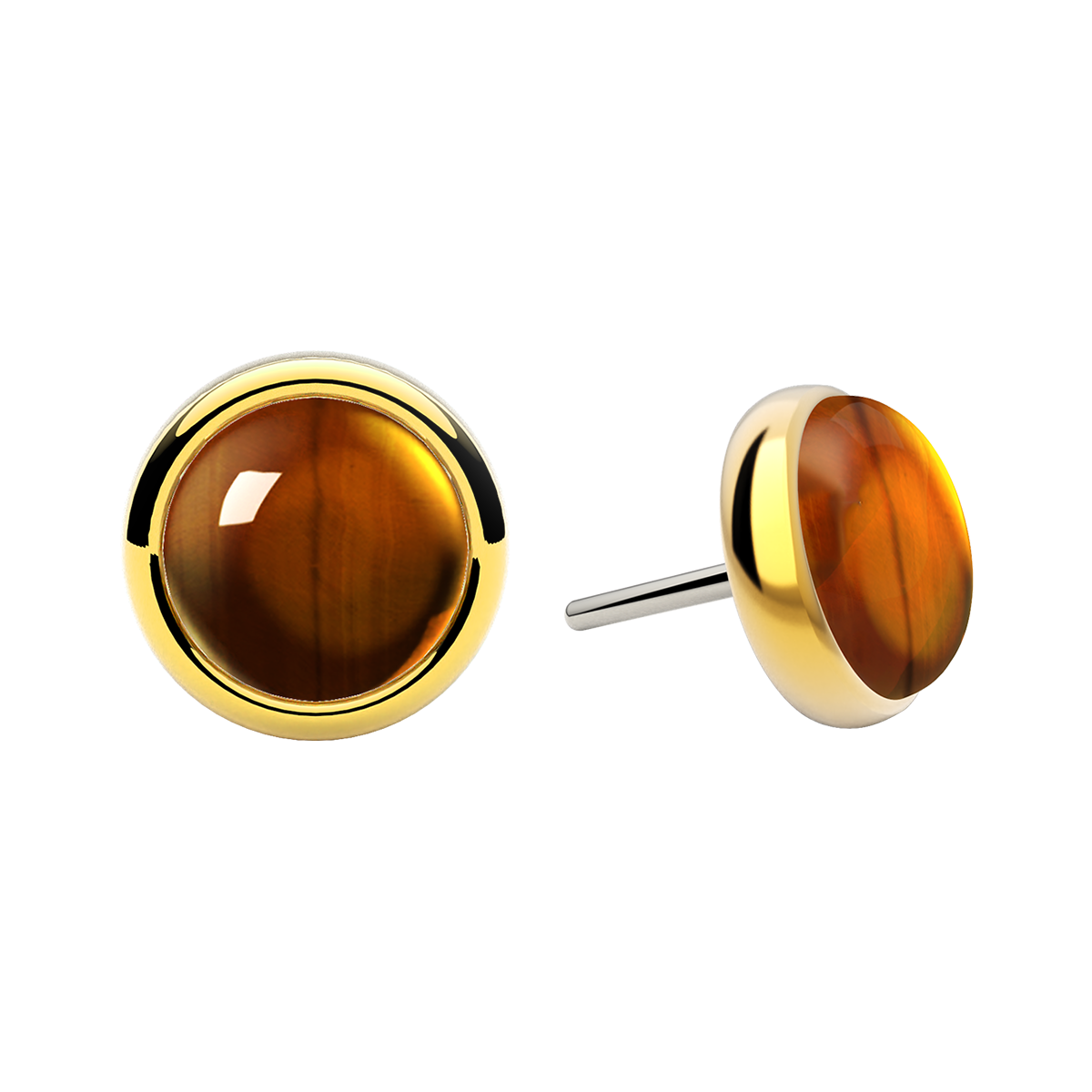 Cabochon Bezel End With Genuine Stone