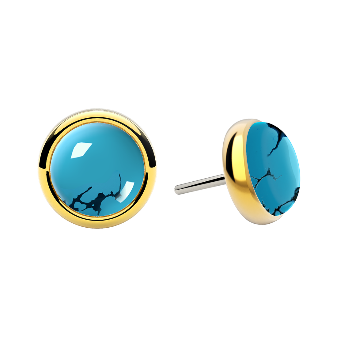 Cabochon Bezel End With Genuine Stone