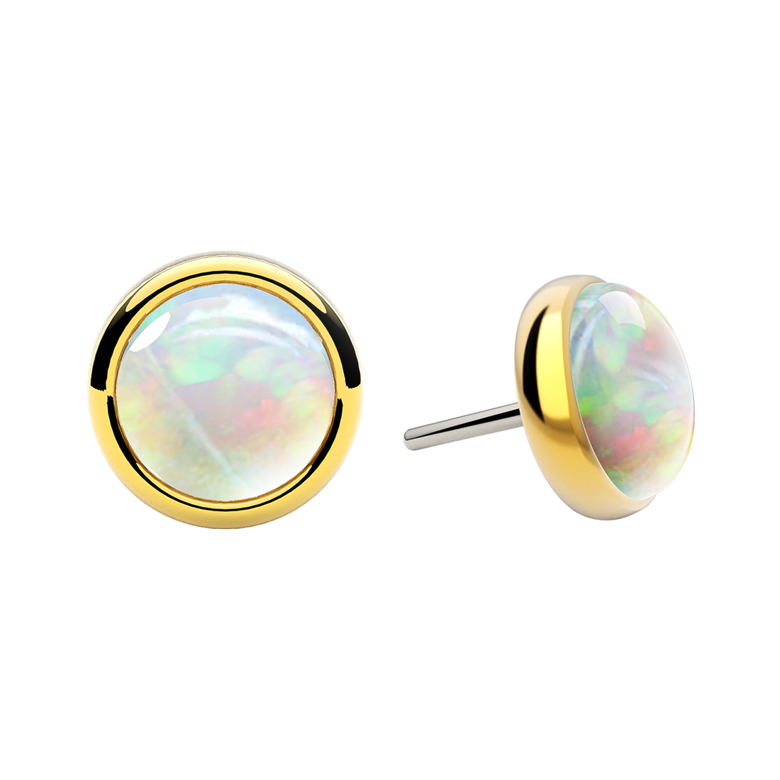 Cabochon Bezel End With Genuine Stone