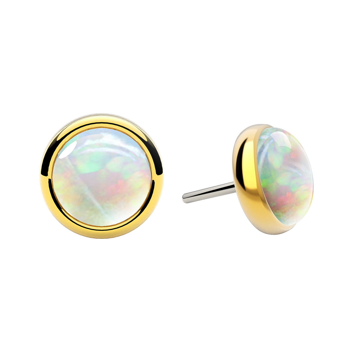 Cabochon Bezel End With Genuine Stone
