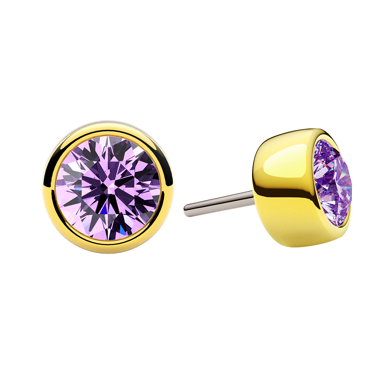 Faceted Bezel End With Genuine Stone/Diamonds