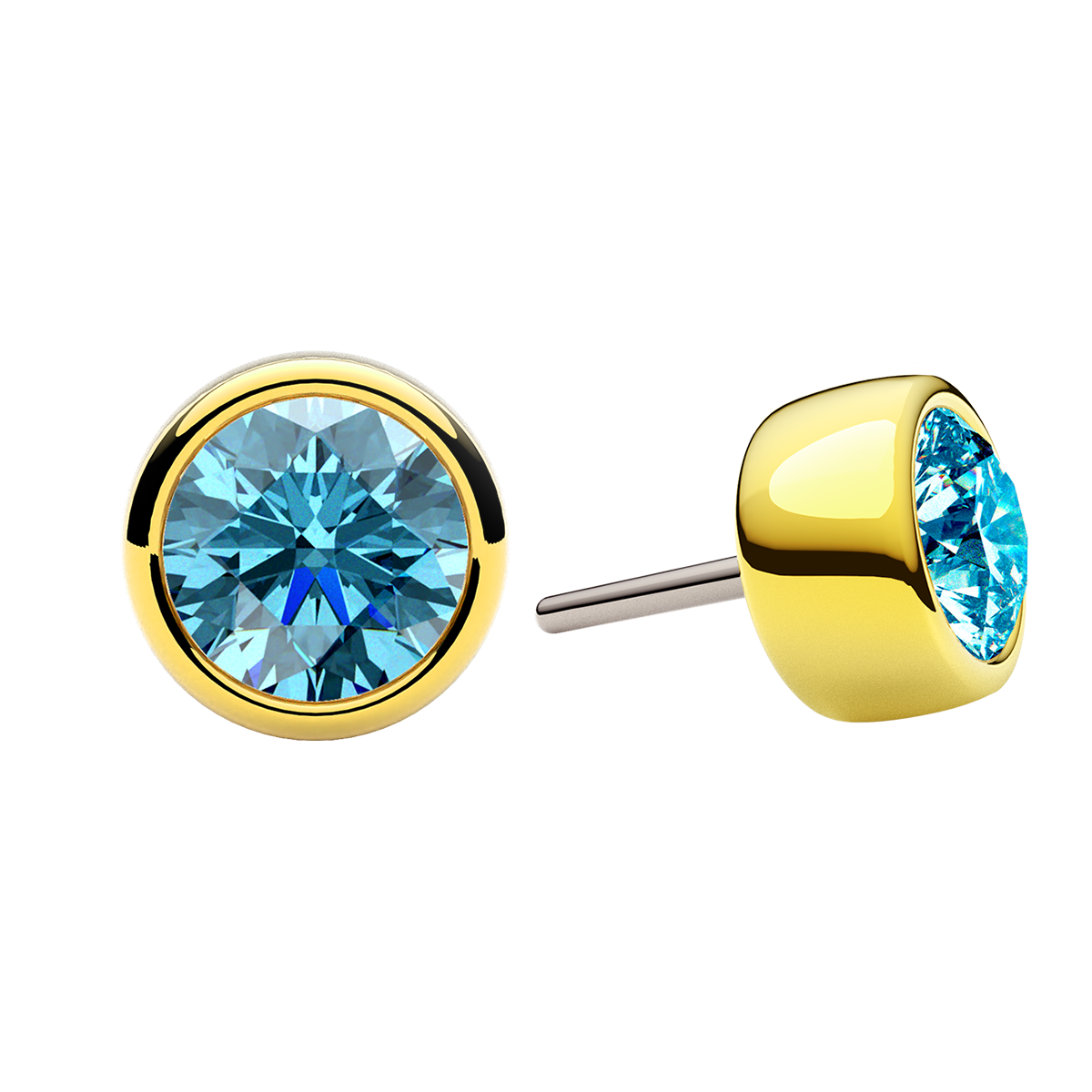 Faceted Bezel End With Genuine Stone/Diamonds