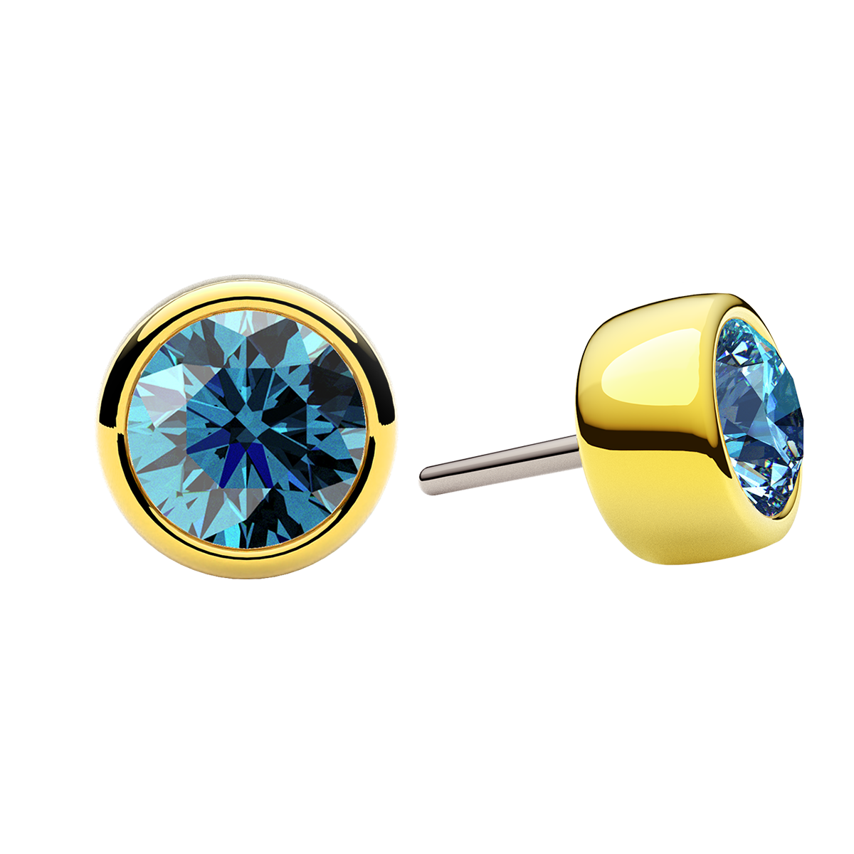 Faceted Bezel End With Genuine Stone/Diamonds