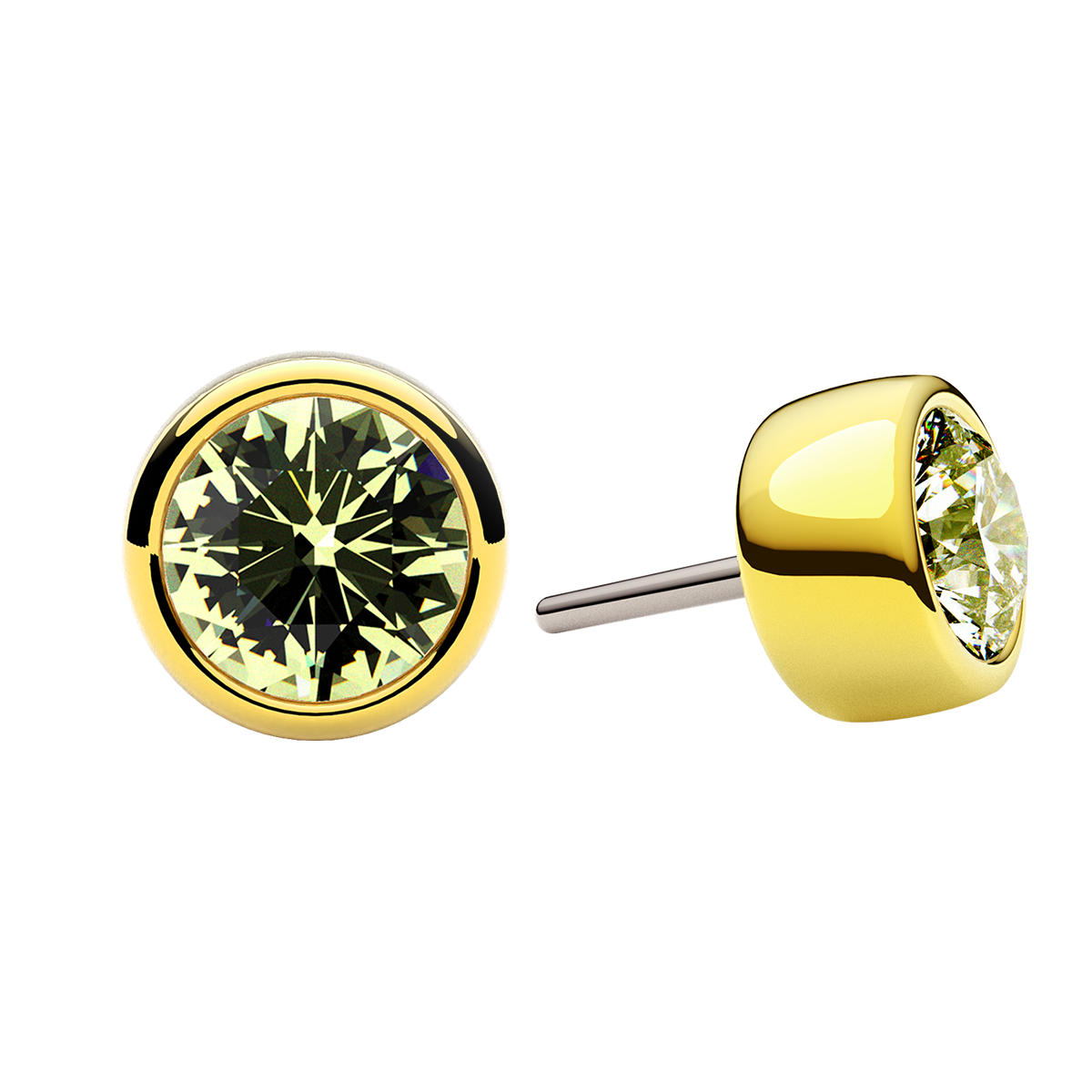 Faceted Bezel End With Genuine Stone/Diamonds