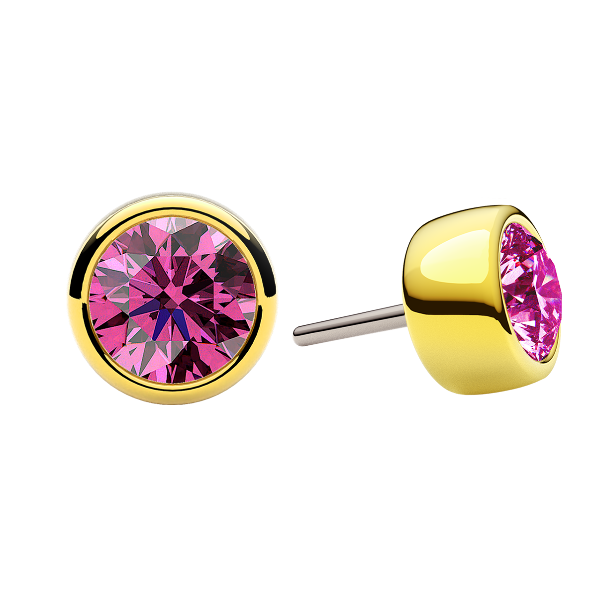 Faceted Bezel End With Genuine Stone/Diamonds