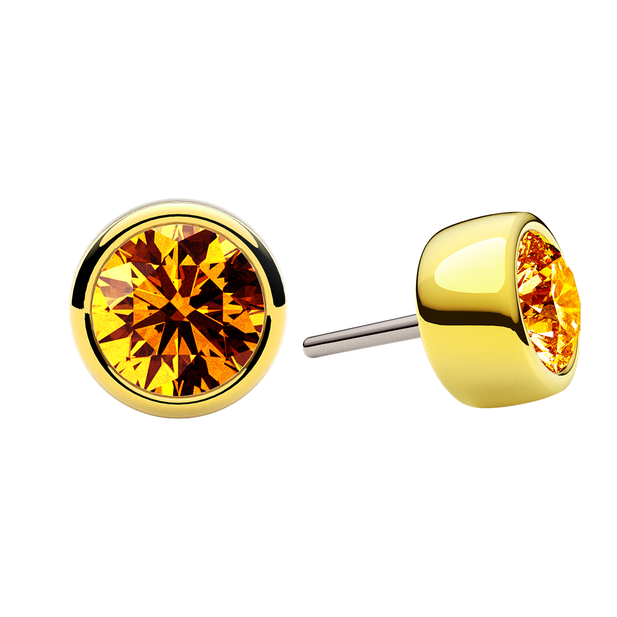 Faceted Bezel End With Genuine Stone/Diamonds