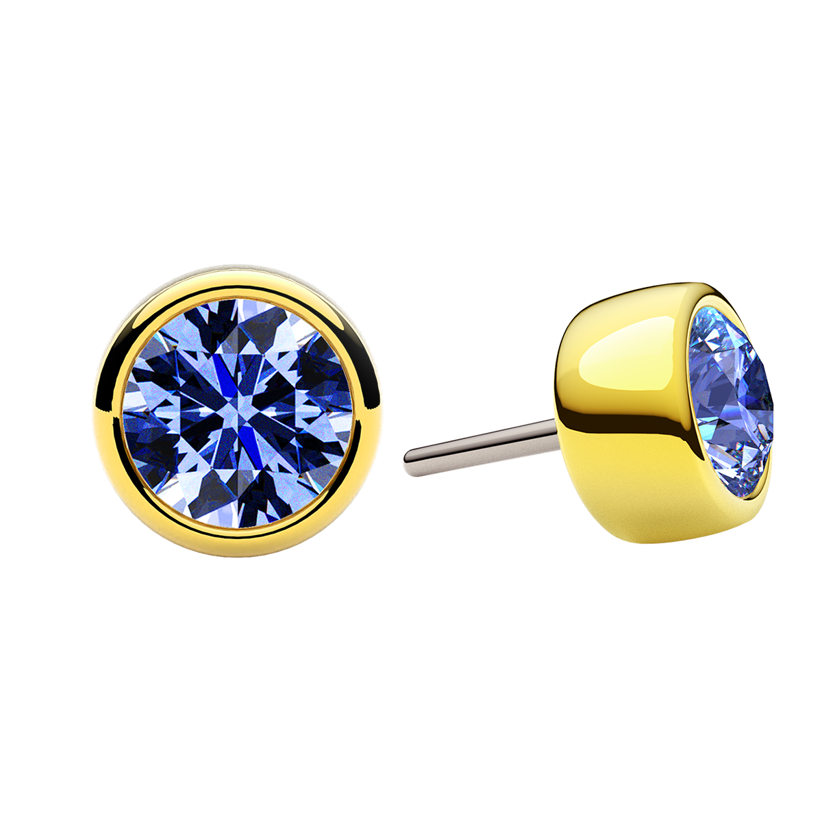 Faceted Bezel End With Genuine Stone/Diamonds