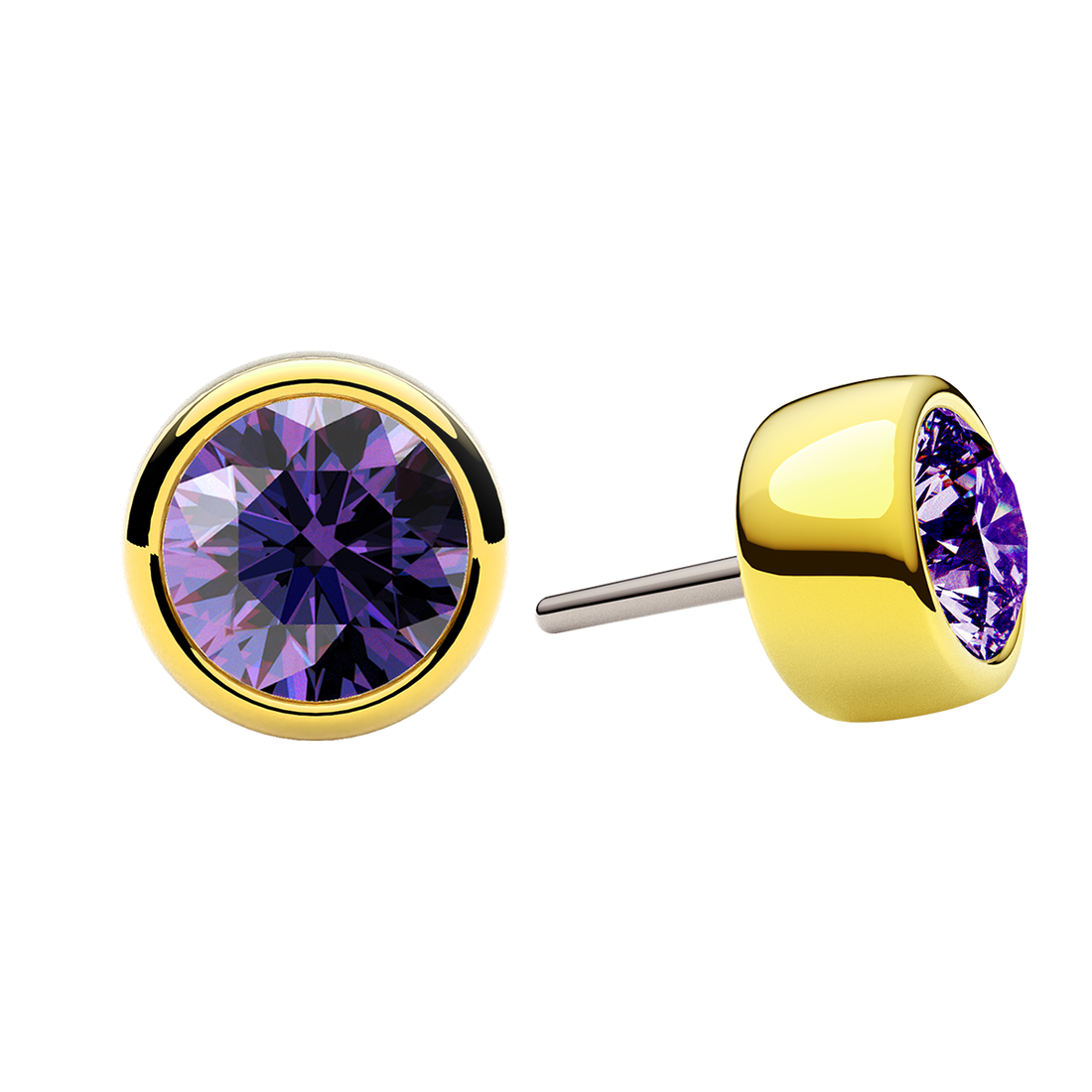 Faceted Bezel End With Genuine Stone/Diamonds