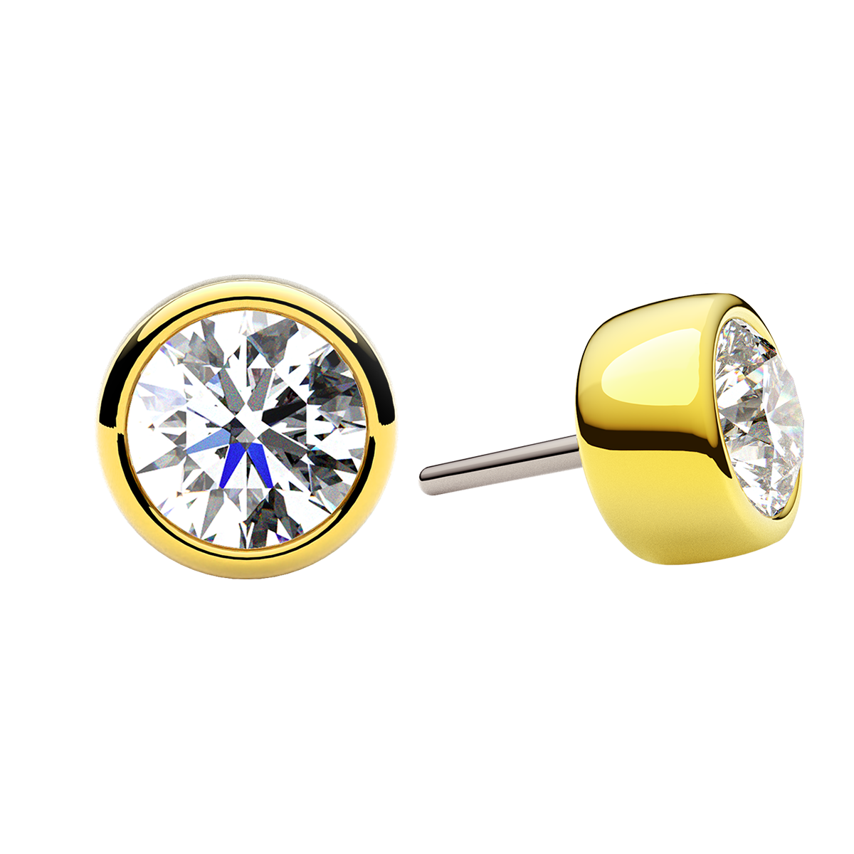 Faceted Bezel End With Genuine Stone/Diamonds