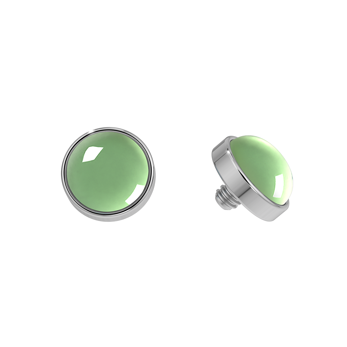 Cabochon Titanium Bezel End With Genuine Stone
