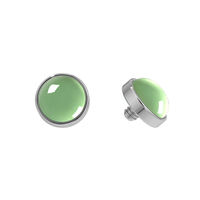 Cabochon Titanium Bezel End With Genuine Stone