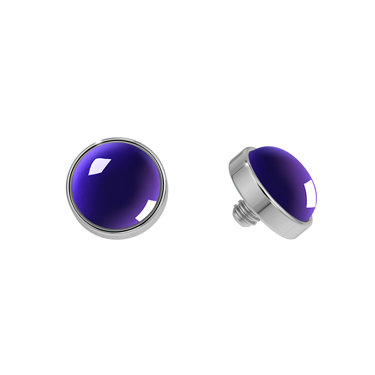 Cabochon Titanium Bezel End With Genuine Stone