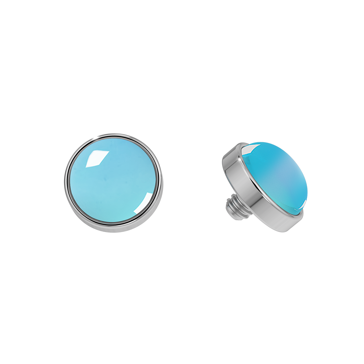 Cabochon Titanium Bezel End With Genuine Stone