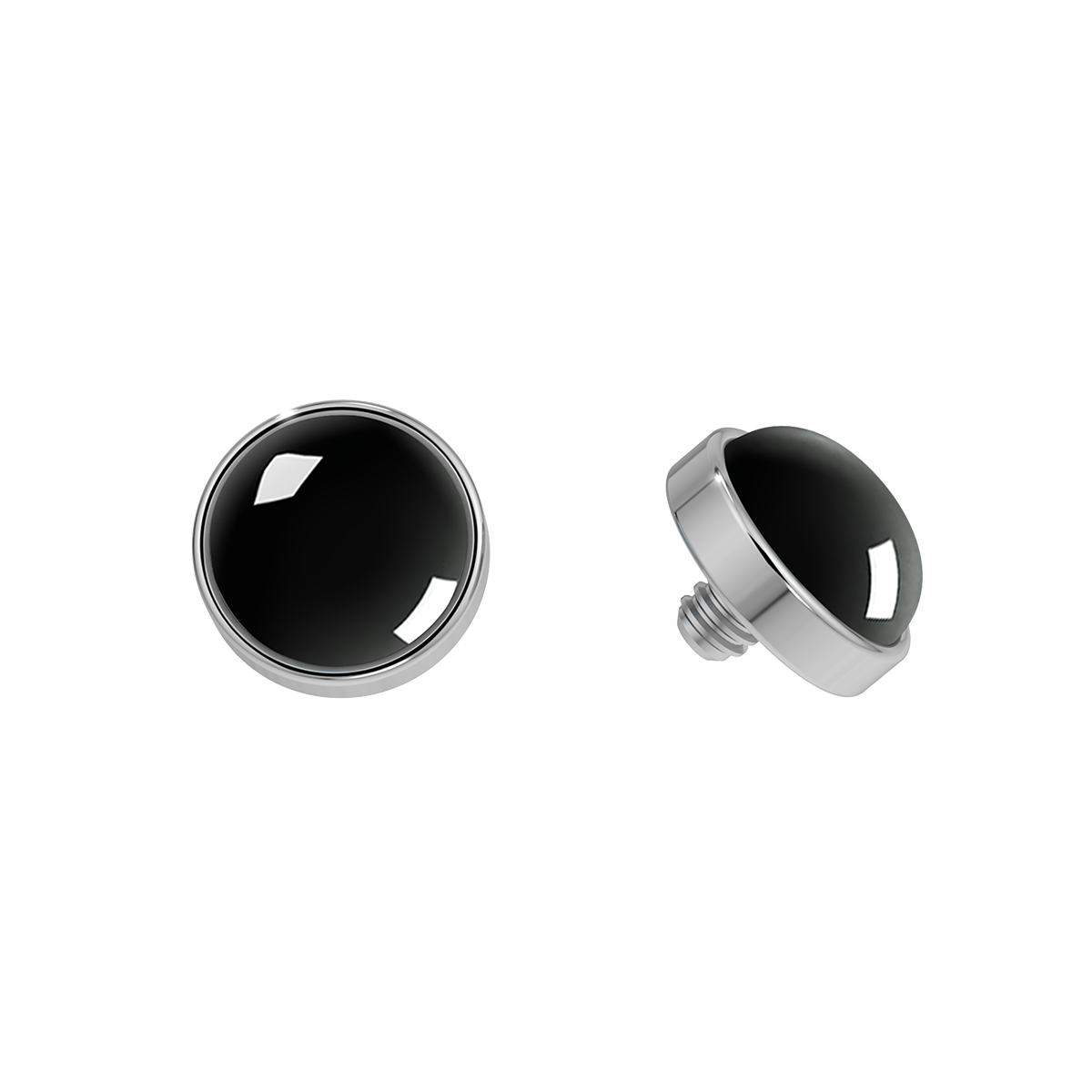 Cabochon Titanium Bezel End With Genuine Stone