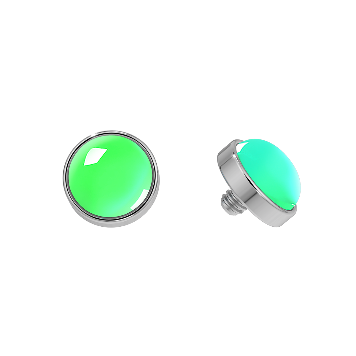 Cabochon Titanium Bezel End With Genuine Stone