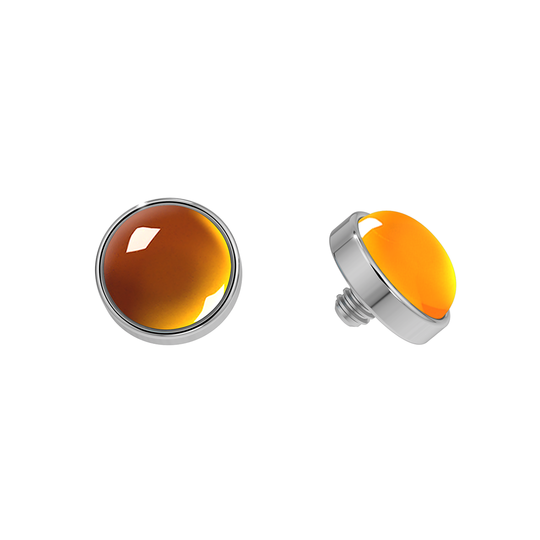 Cabochon Titanium Bezel End With Genuine Stone
