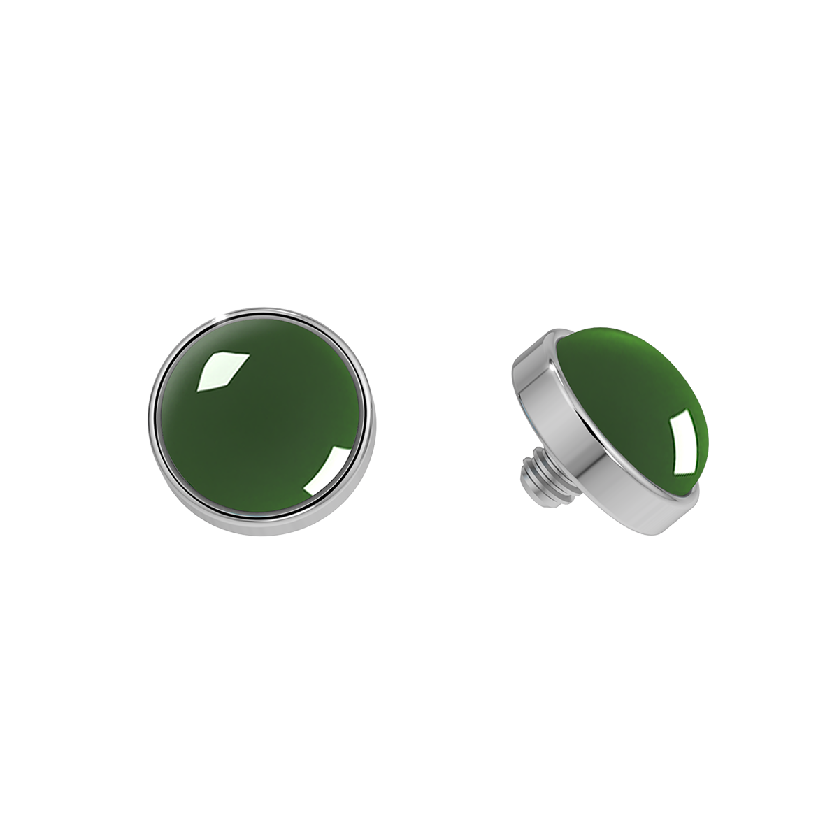Cabochon Titanium Bezel End With Genuine Stone