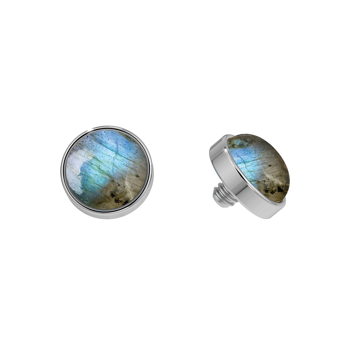 Cabochon Titanium Bezel End With Genuine Stone