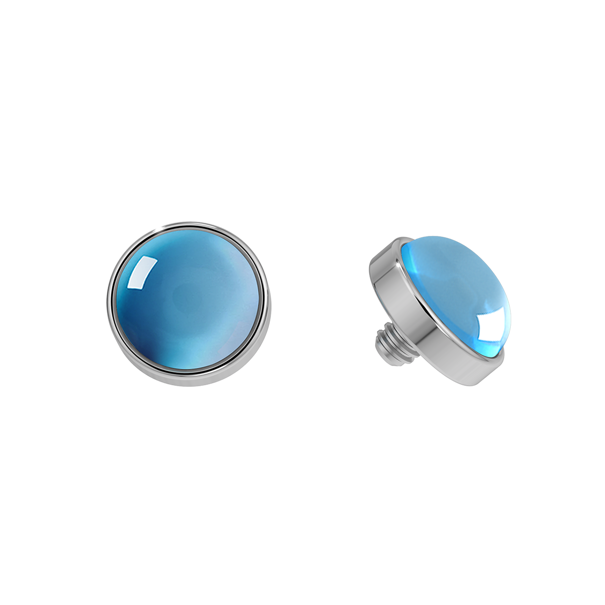Cabochon Titanium Bezel End With Genuine Stone