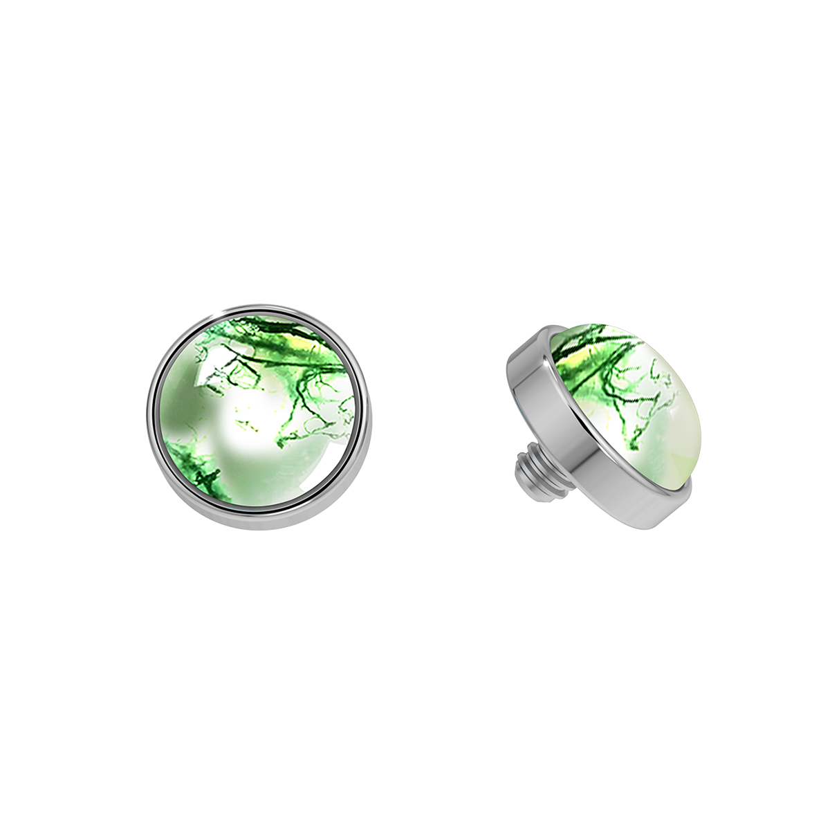 Cabochon Titanium Bezel End With Genuine Stone