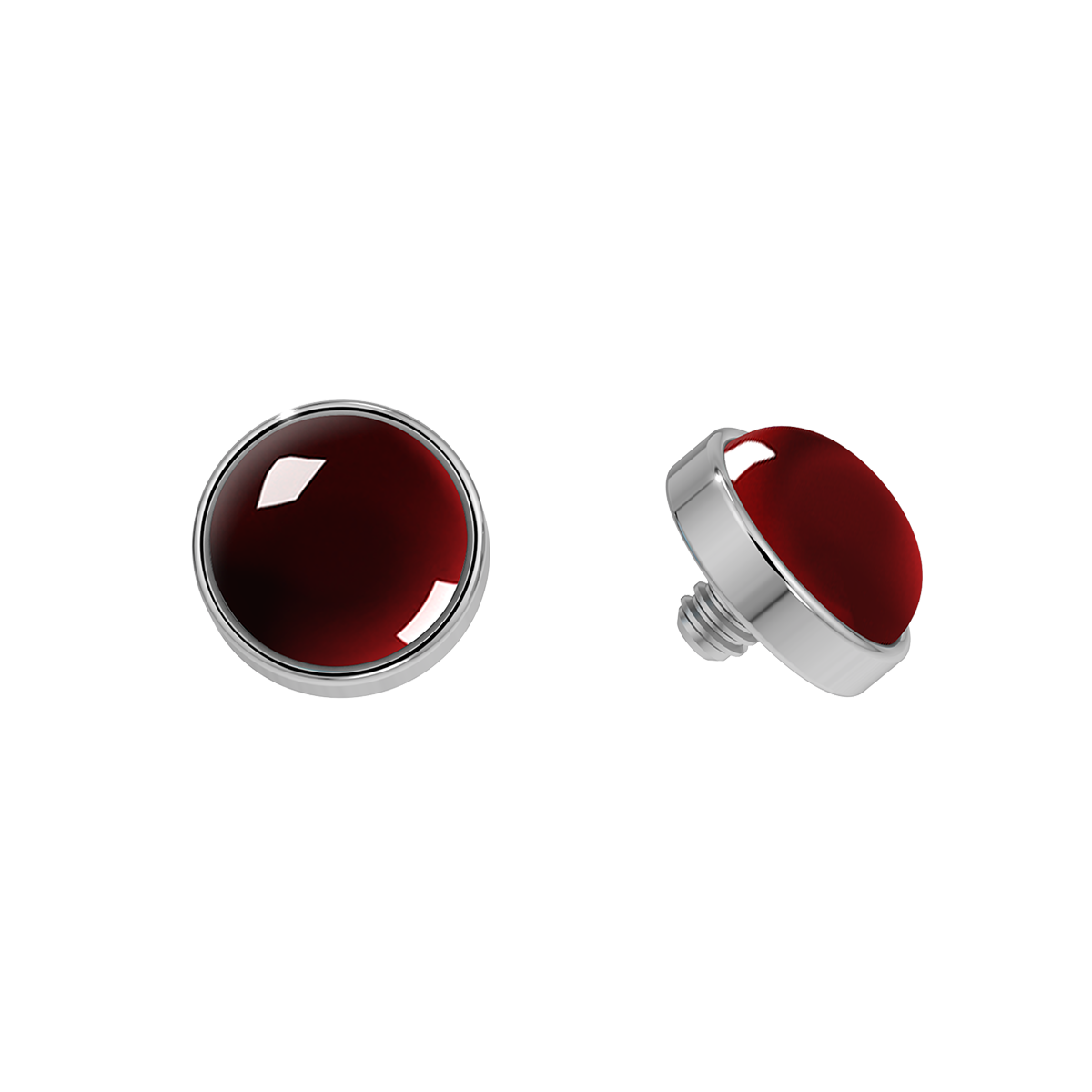 Cabochon Titanium Bezel End With Genuine Stone