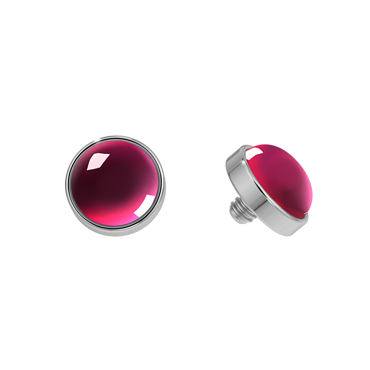 Cabochon Titanium Bezel End With Genuine Stone