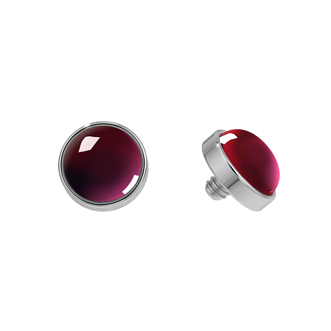 Cabochon Titanium Bezel End With Genuine Stone