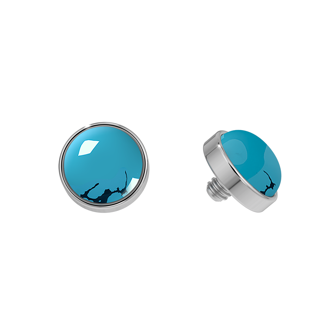 Cabochon Titanium Bezel End With Genuine Stone
