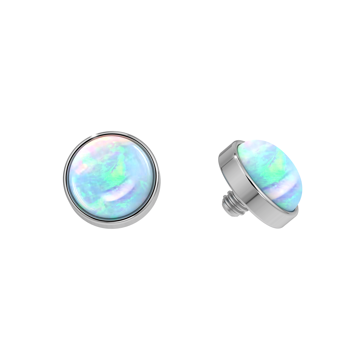 Cabochon Titanium Bezel End With Genuine Stone