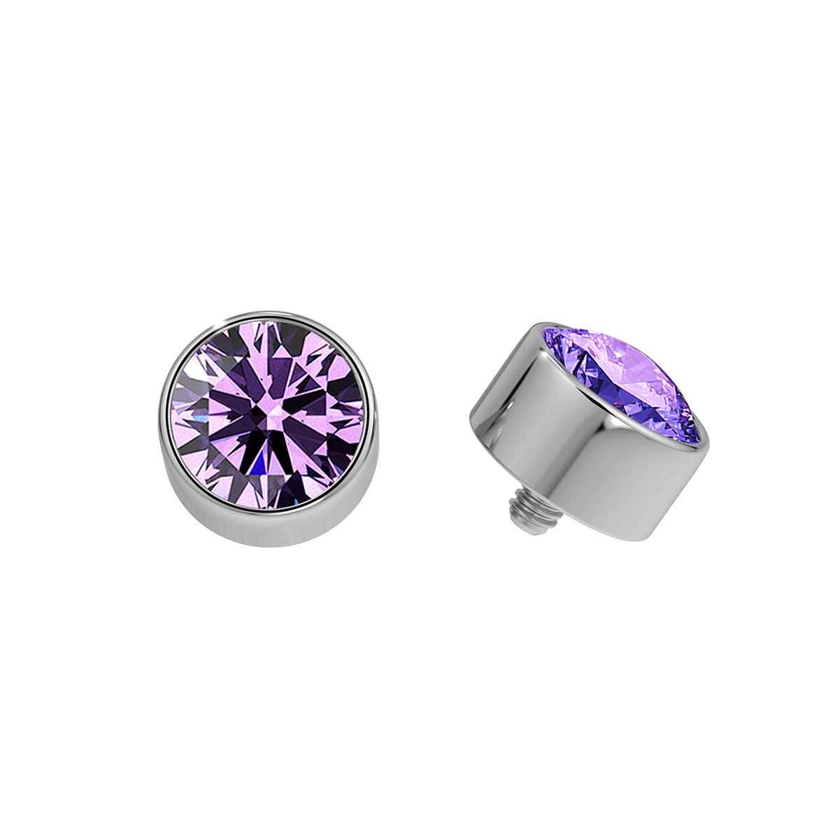Faceted Titanium Bezel End With Genuine Stone/Diamonds