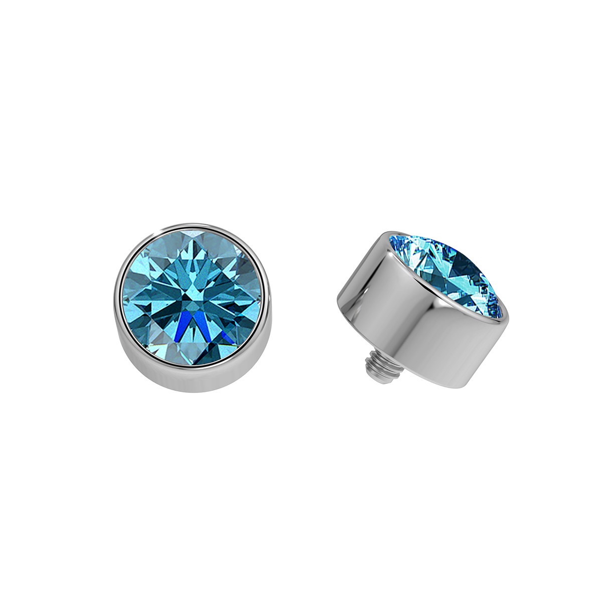Faceted Titanium Bezel End With Genuine Stone/Diamonds