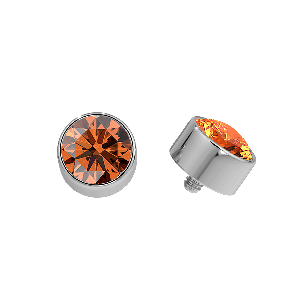 Faceted Titanium Bezel End With Genuine Stone/Diamonds
