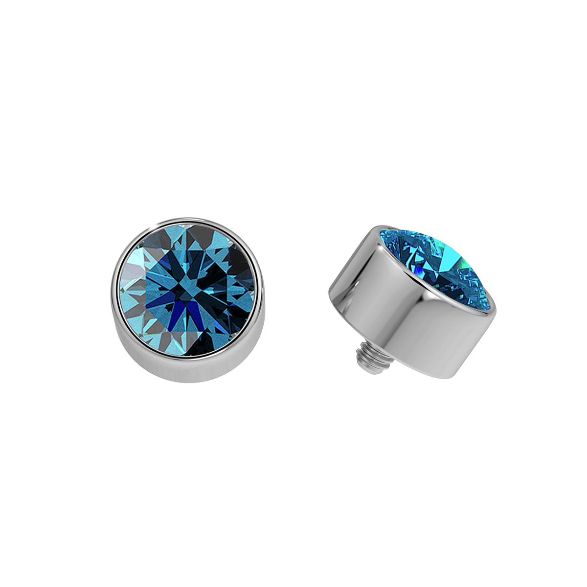 Faceted Titanium Bezel End With Genuine Stone/Diamonds
