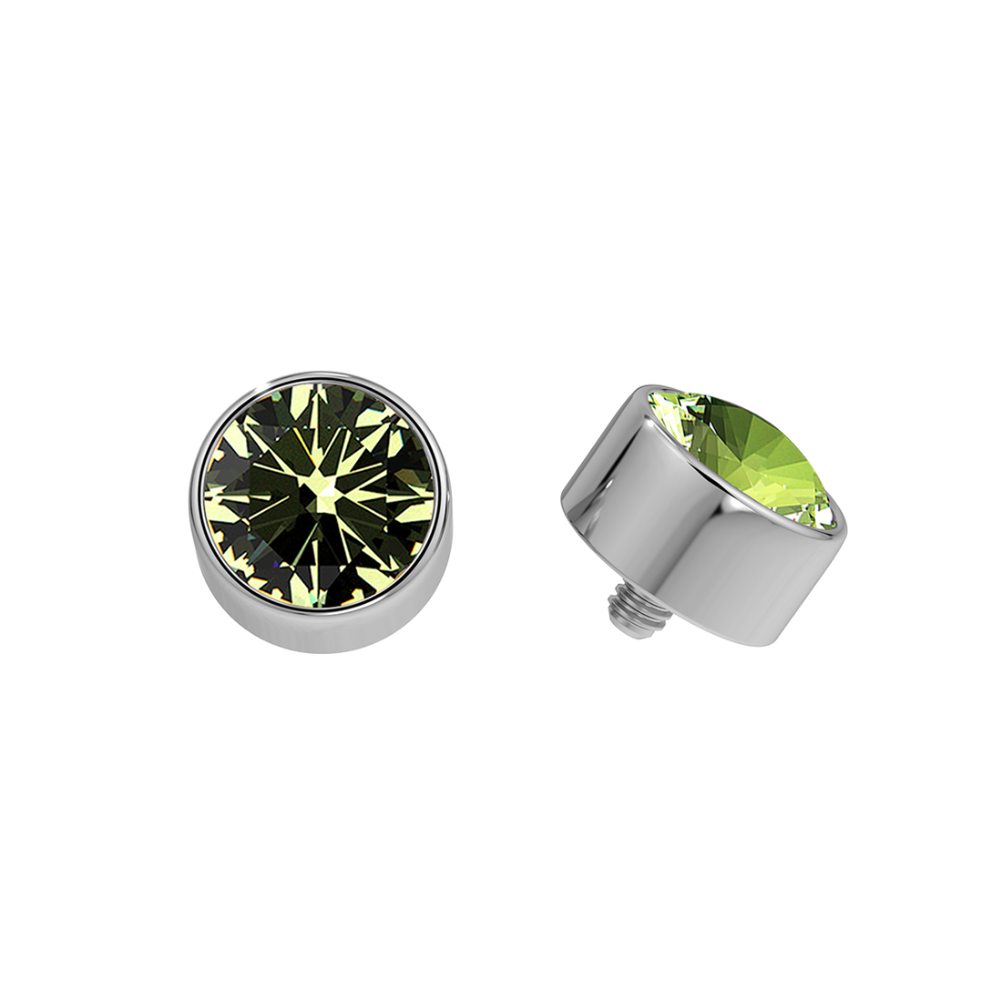 Faceted Titanium Bezel End With Genuine Stone/Diamonds
