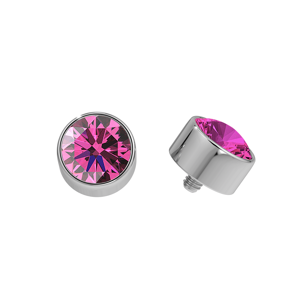 Faceted Titanium Bezel End With Genuine Stone/Diamonds
