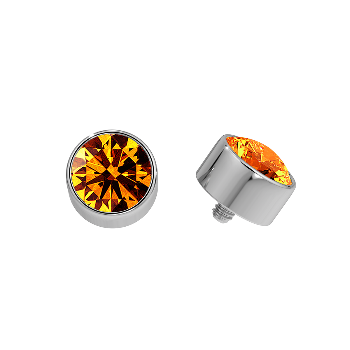 Faceted Titanium Bezel End With Genuine Stone/Diamonds