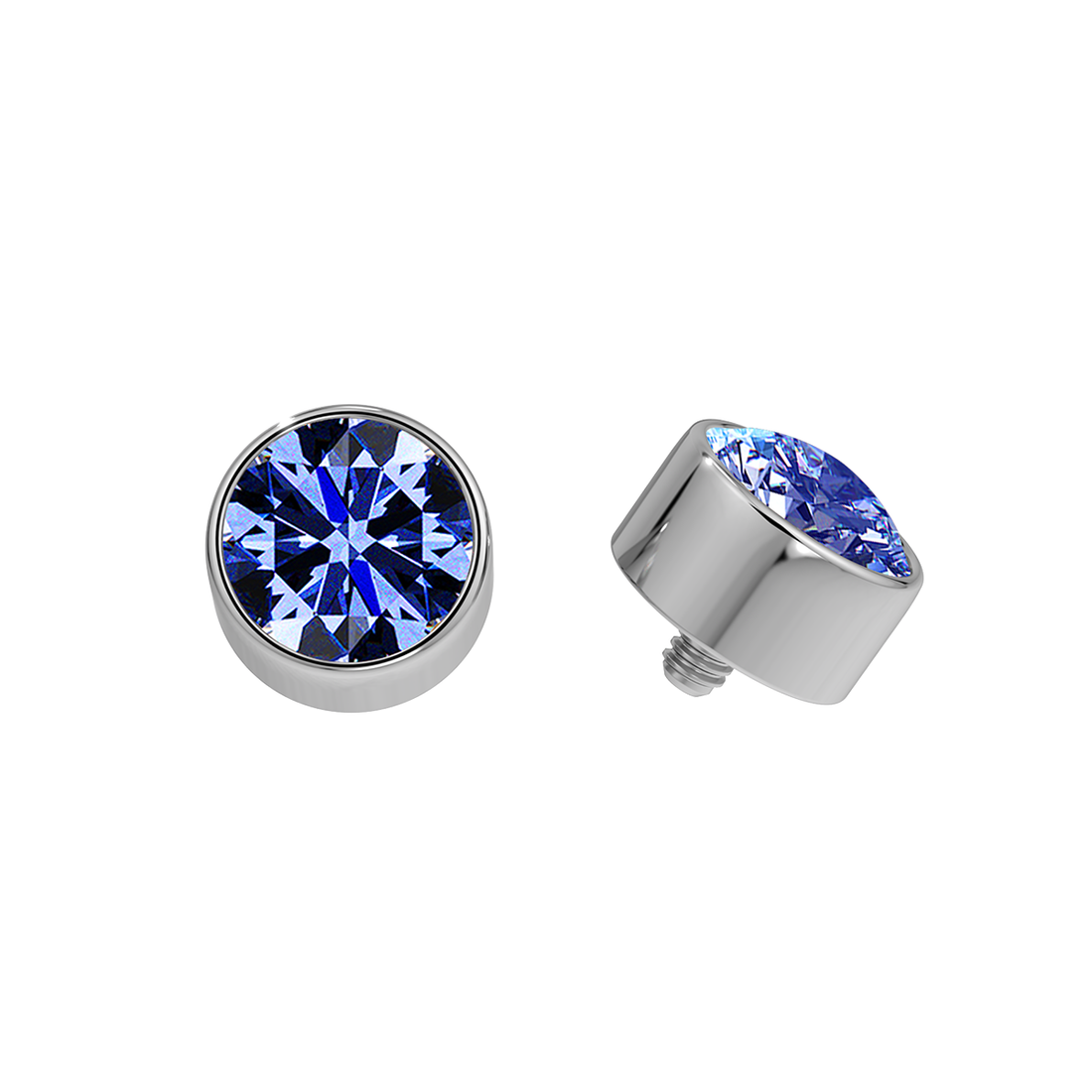 Faceted Titanium Bezel End With Genuine Stone/Diamonds
