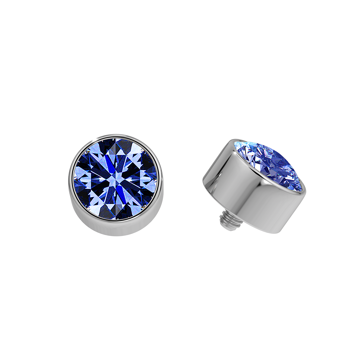 Faceted Titanium Bezel End With Genuine Stone/Diamonds
