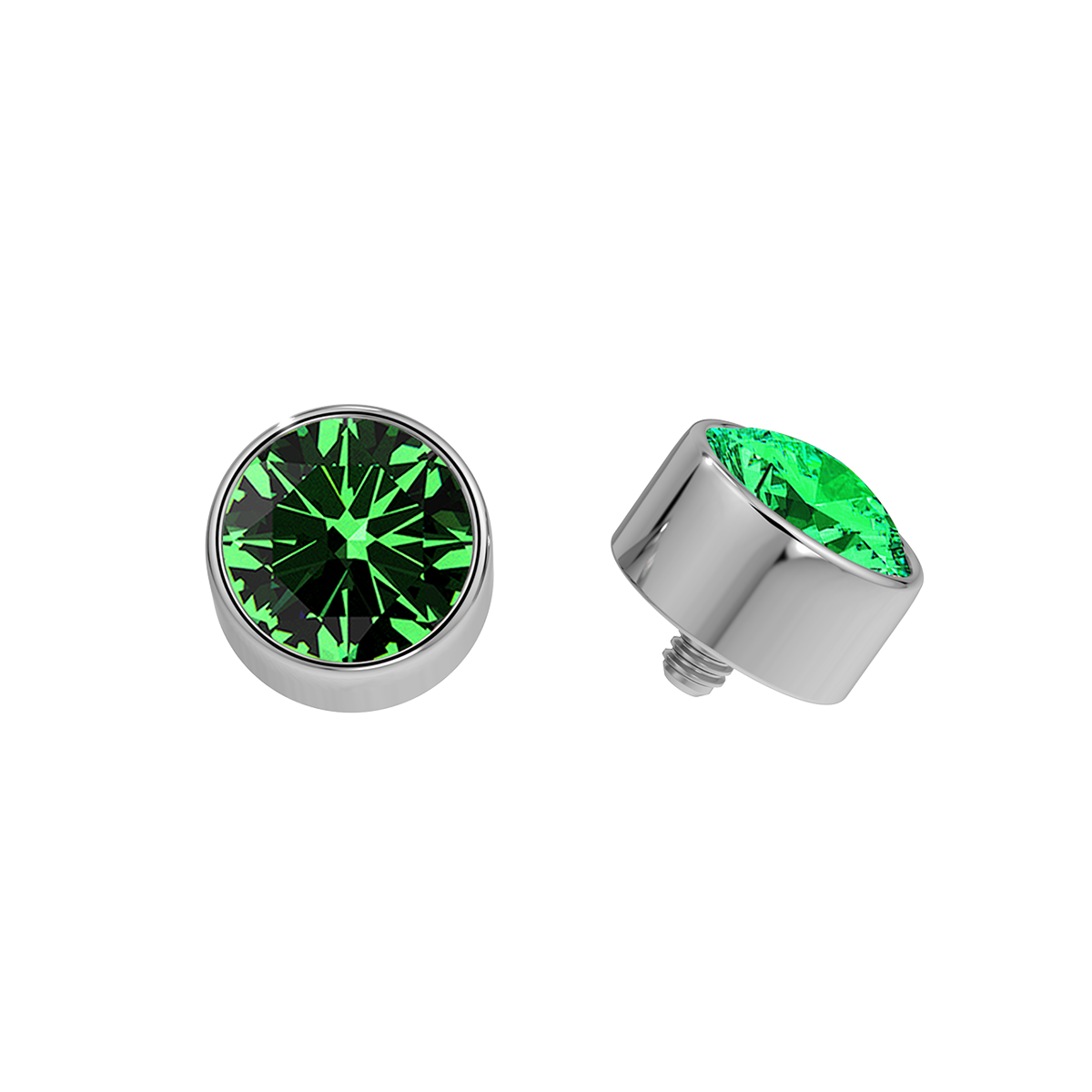 Faceted Titanium Bezel End With Genuine Stone/Diamonds