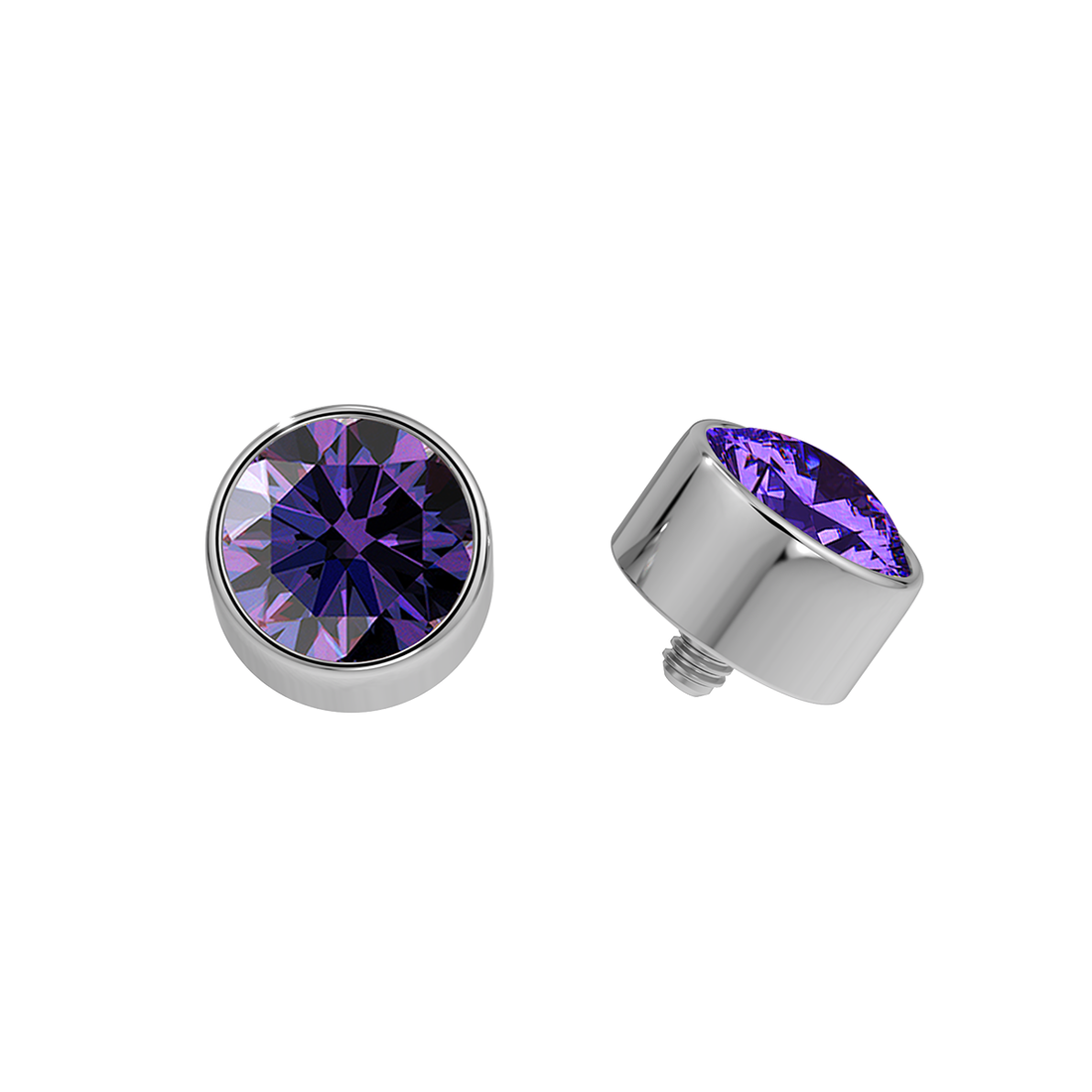 Faceted Titanium Bezel End With Genuine Stone/Diamonds