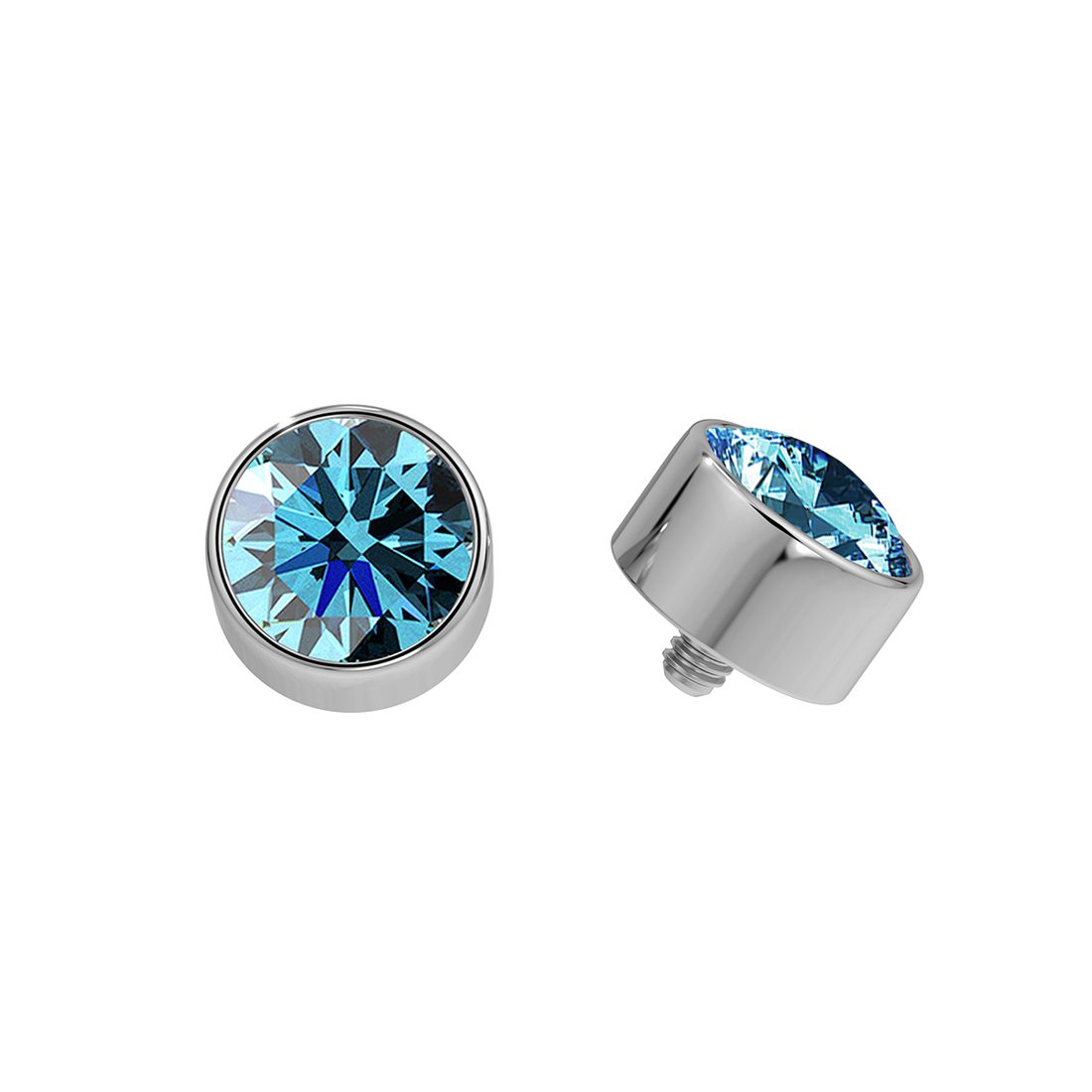 Faceted Titanium Bezel End With Genuine Stone/Diamonds