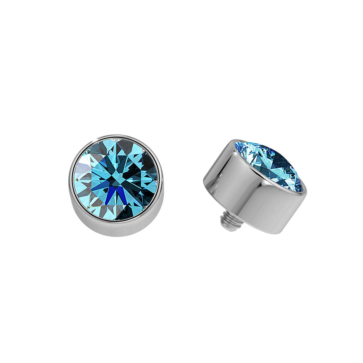 Faceted Titanium Bezel End With Genuine Stone/Diamonds
