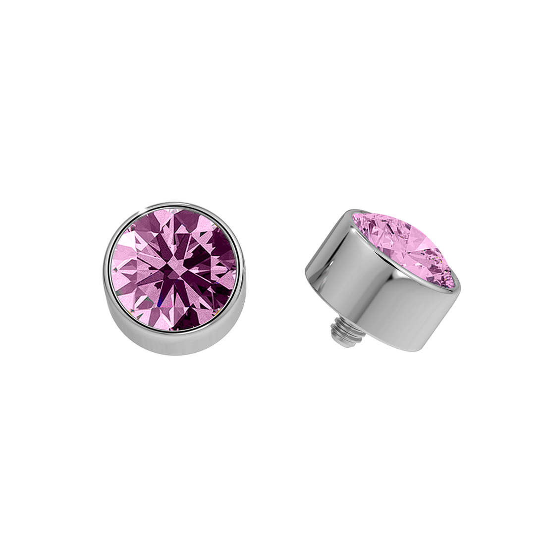 Faceted Titanium Bezel End With Genuine Stone/Diamonds