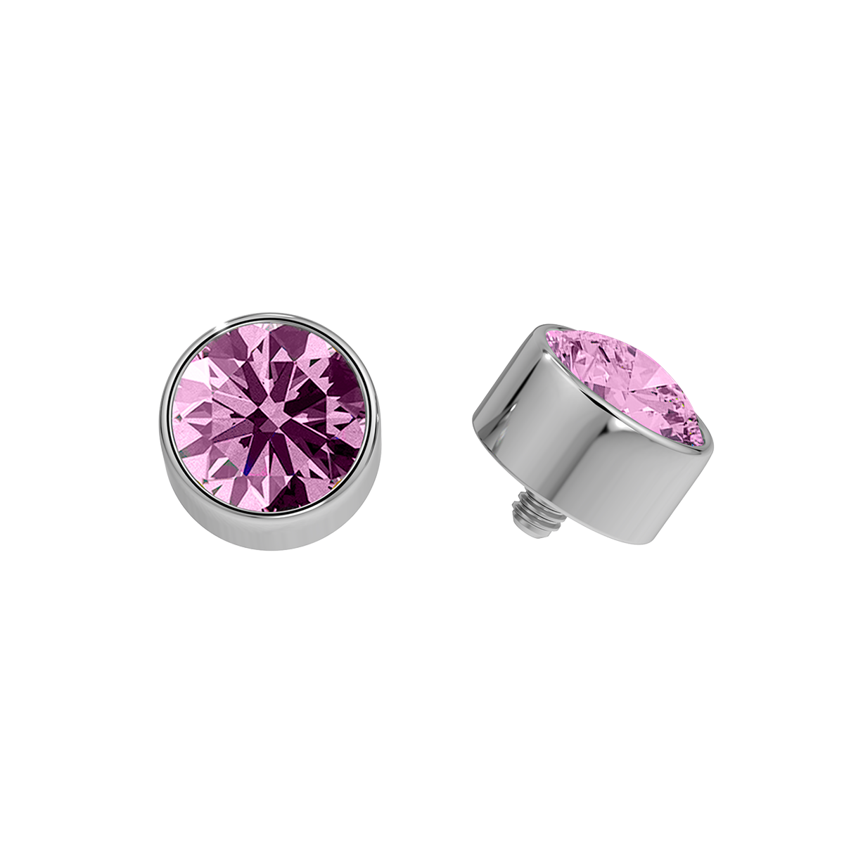 Faceted Titanium Bezel End With Genuine Stone/Diamonds