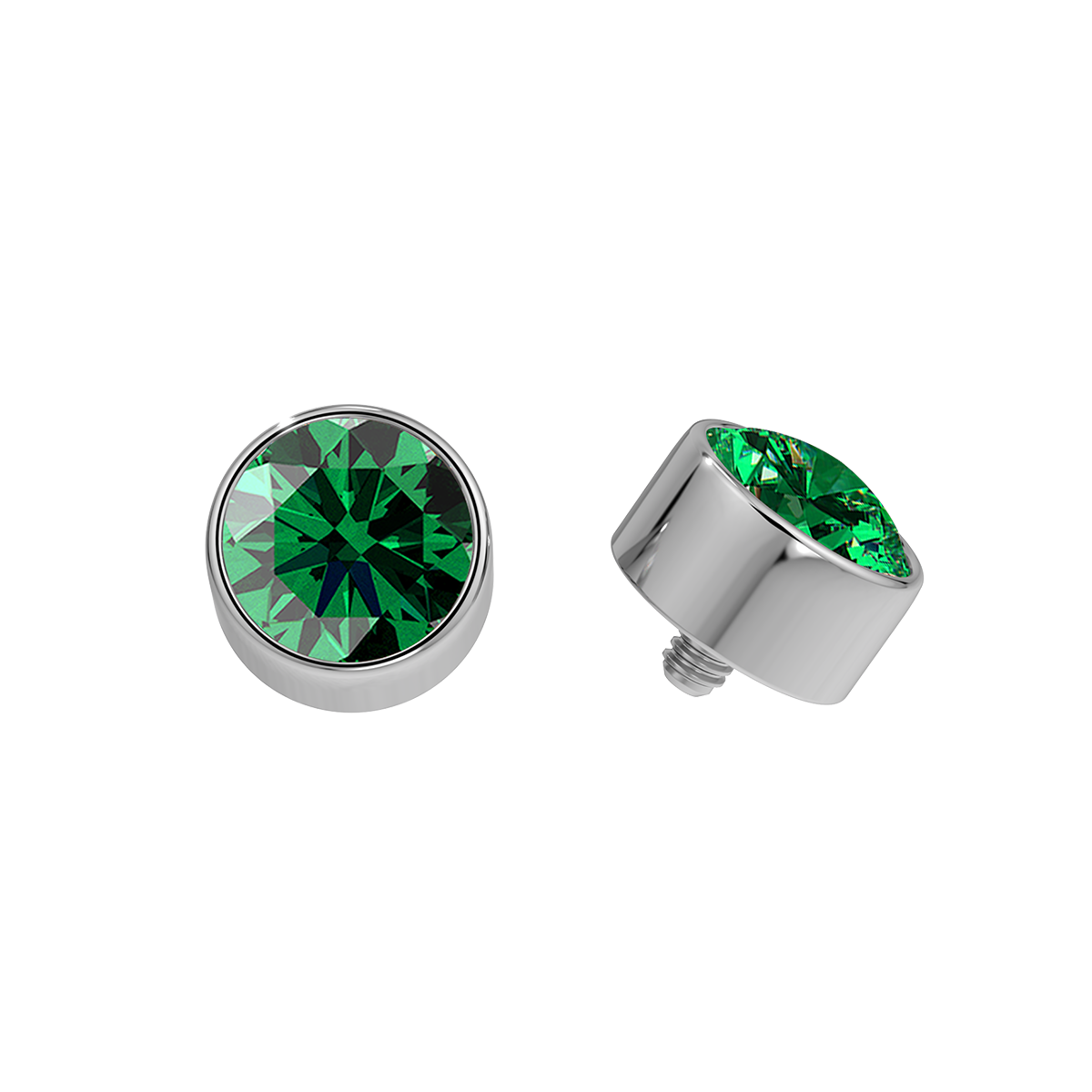 Faceted Titanium Bezel End With Genuine Stone/Diamonds