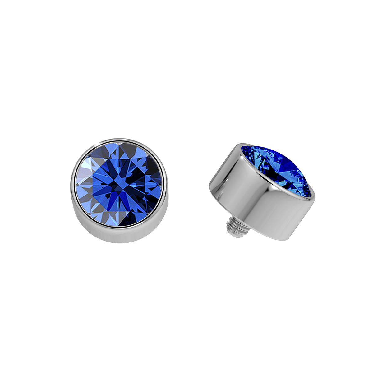Faceted Titanium Bezel End With Genuine Stone/Diamonds