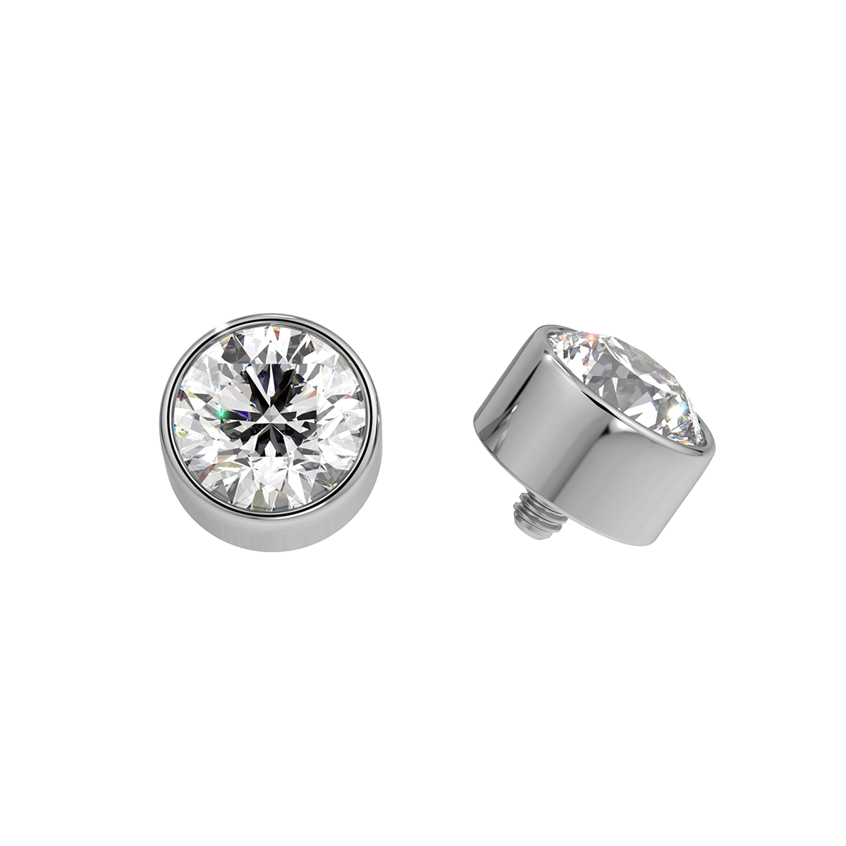 Faceted Titanium Bezel End With Genuine Stone/Diamonds