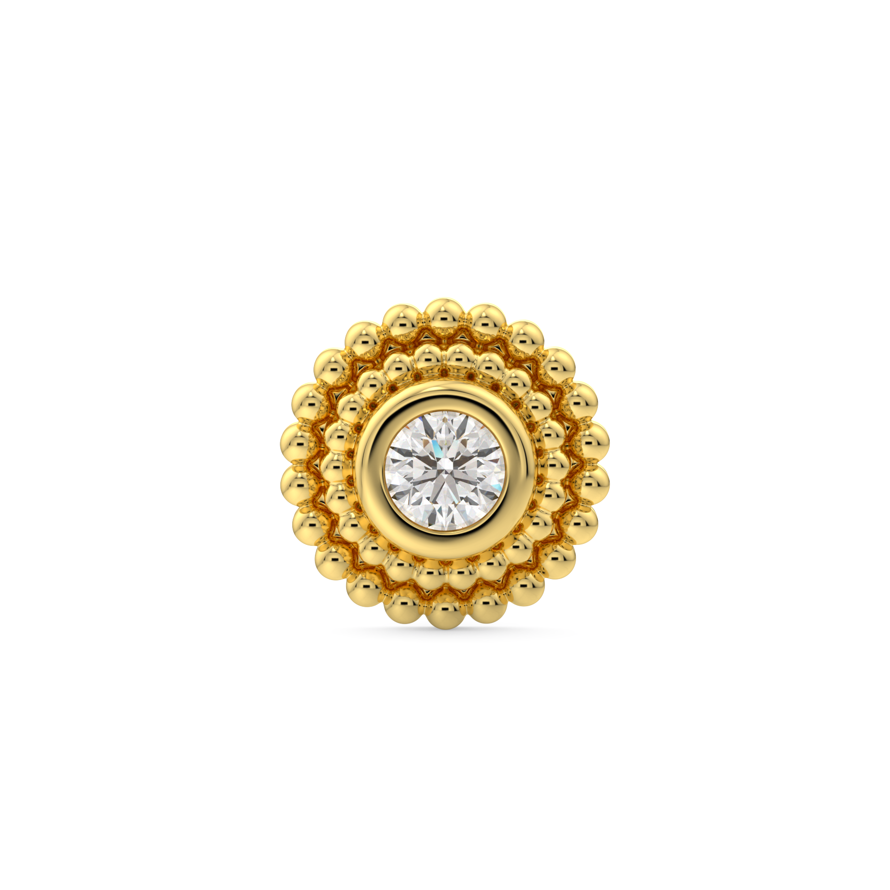 Double Millgrain Bezel Set End With Diamond