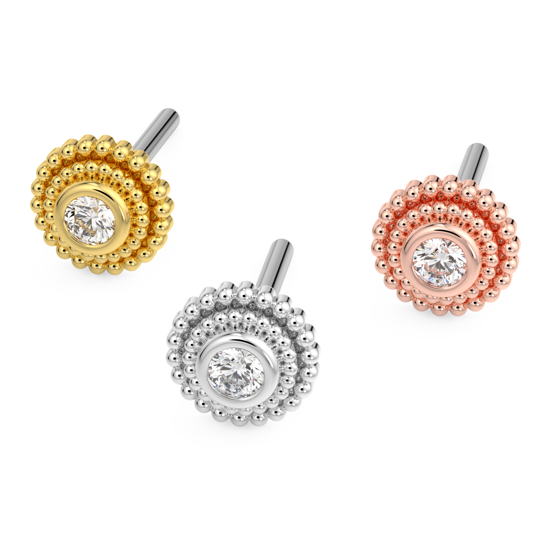 Double Millgrain Bezel Set End With Diamond