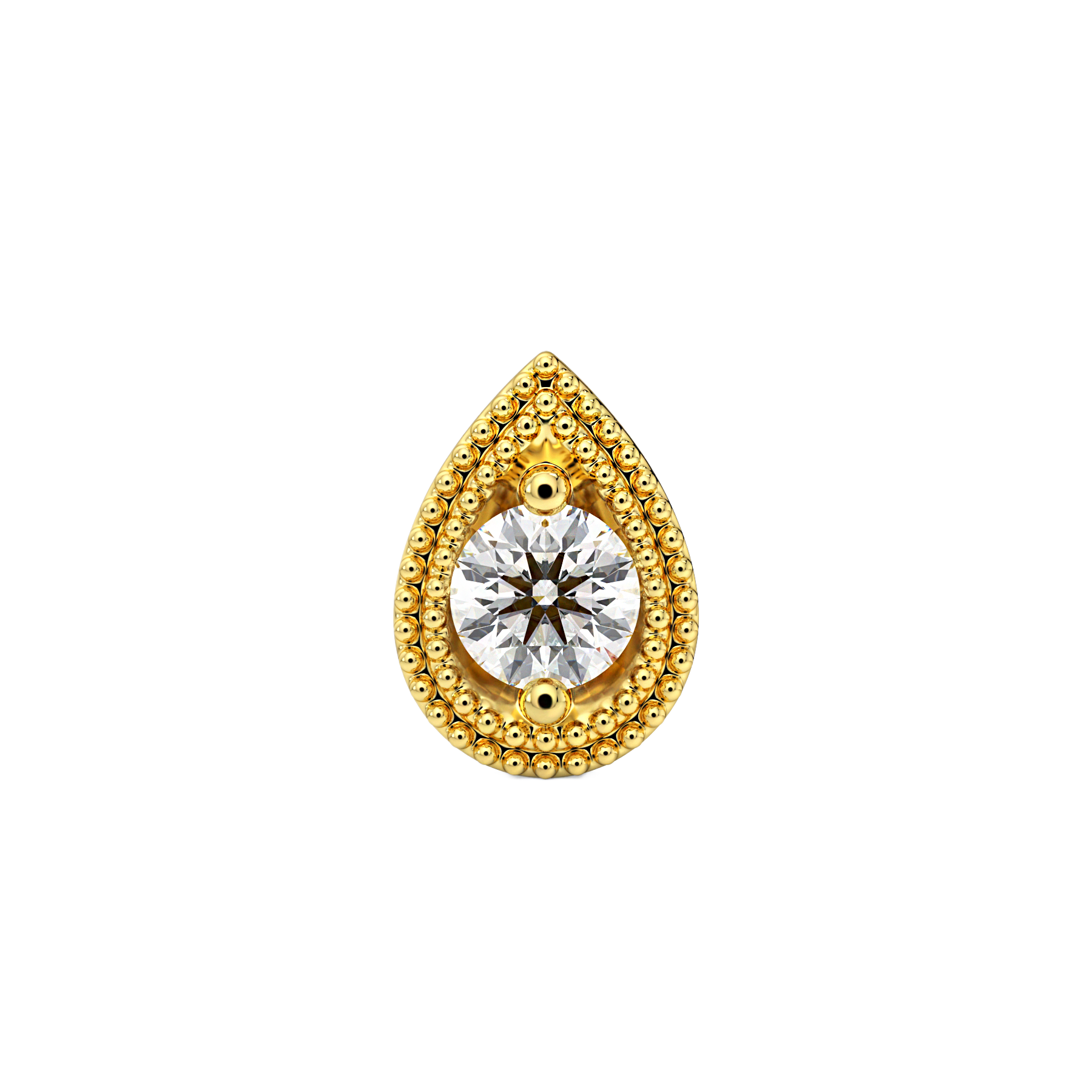 Double Millgrain Pear 2mm Stone End With Diamond